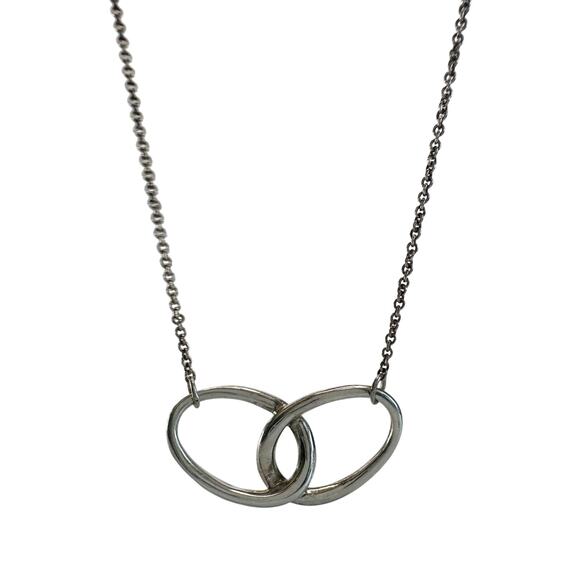 Tiffany and Co Elsa Peretti Large Double Loop Pendant Necklace 15" - Sterling - Picture 10 of 11